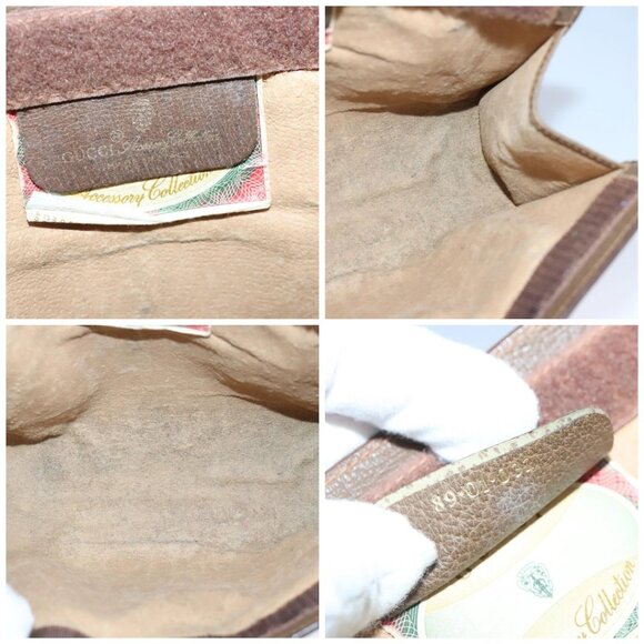 GUCCI GG Supreme Web Sherry Line Clutch Bag PVC Beige Red Auth 98953 - Picture 15 of 16